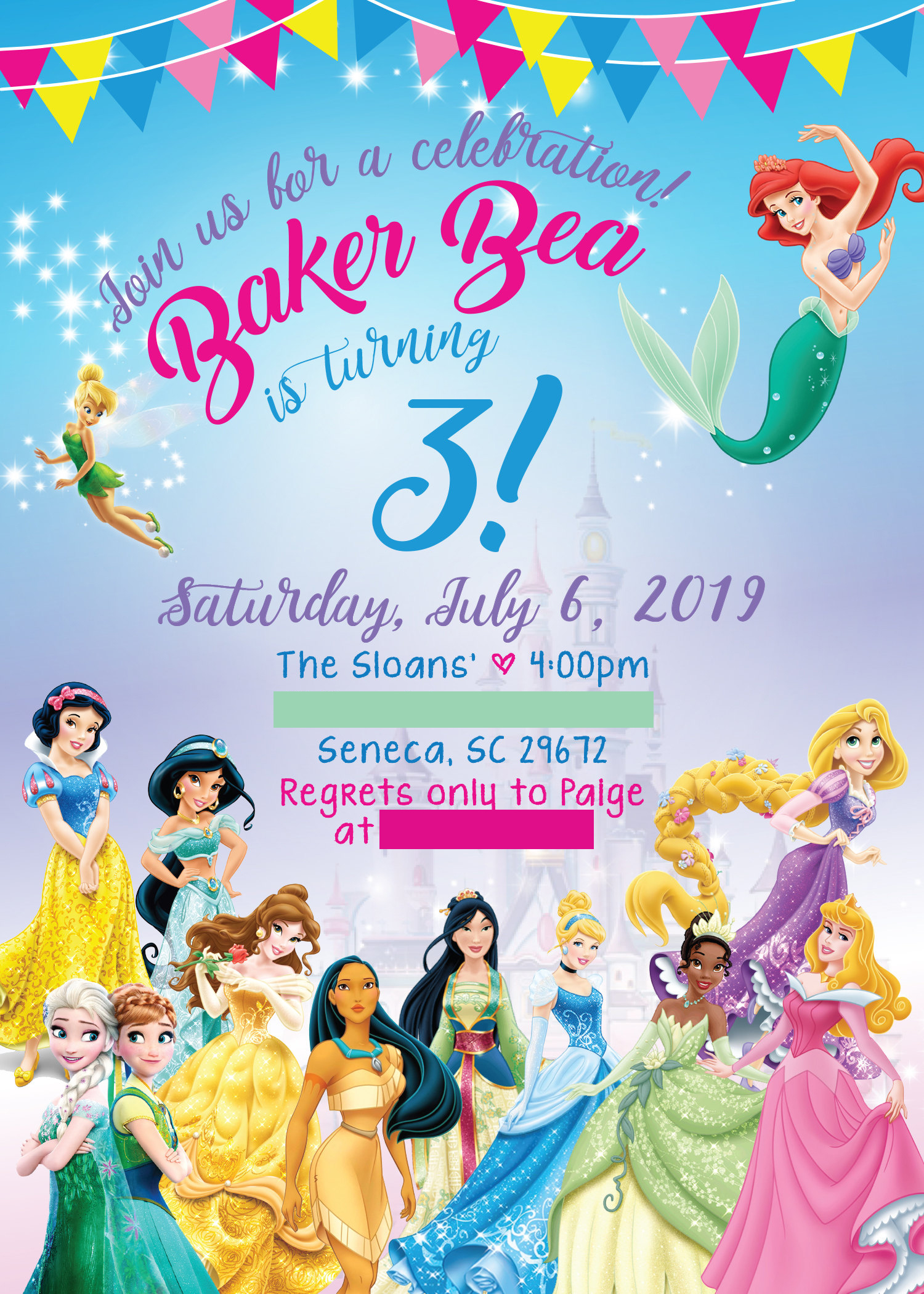 princess party invitation